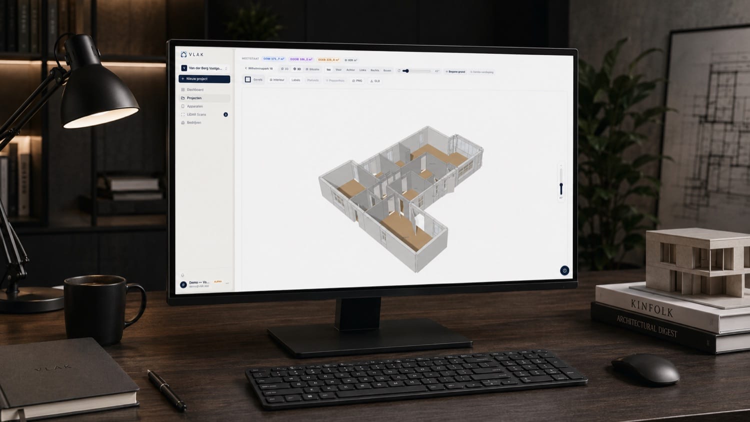 Plattegrond met automatisch herkende objecten in VLAK